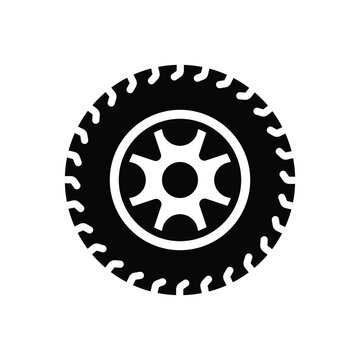 Black solid icon for tyre