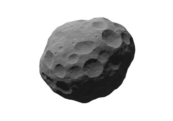 Isolated Detailed Gray Asteroid with Craters Floating in Space