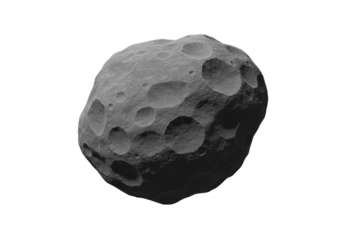 Isolated Detailed Gray Asteroid with Craters Floating in Space