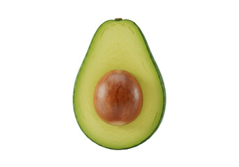 Isolated Fresh Ripe Avocado Half with Seed and Green Flesh