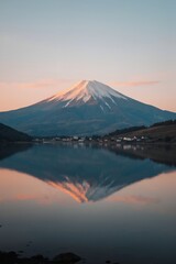 mount fuji at sunset
