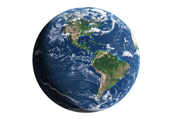 Fototapeta premium The earth as seen from space, showcasing continents, oceans, and clouds, isolated on transparent background