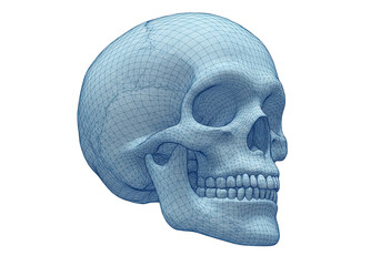 Isolated 3D Wireframe Human Skull Model