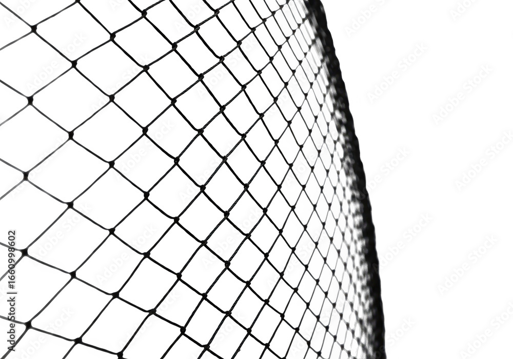 Poster abstract closeup of a black diamond pattern net or mesh texture with a diagonal perspective, isolate