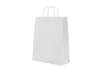 Isolated White Paper Shopping Bag with Handles