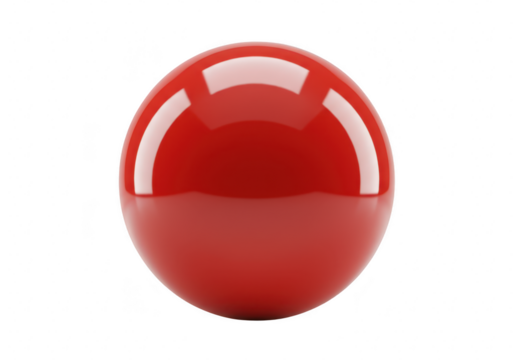 Shiny red ball isolated on transparent background, a simple and clean graphic element with a glossy surface