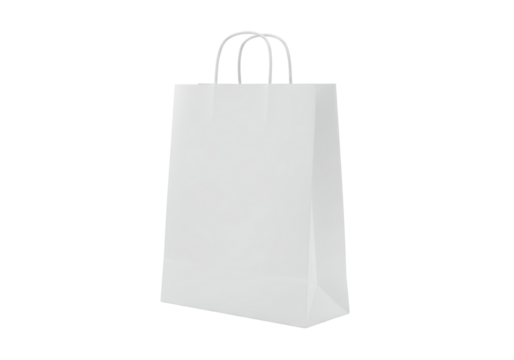 Isolated White Paper Shopping Bag with Handles