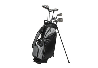 Golf club bag with clubs isolated on transparent background