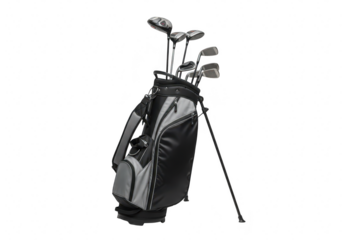 Golf club bag with clubs isolated on transparent background
