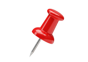 Isolated 3D Render of a Glossy Red Thumbtack or Pushpin for Office and Stationery