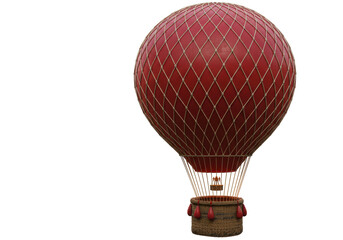 Isolated 3D Render of a Vintage Red Hot Air Balloon with a Woven Basket © PICSPRO