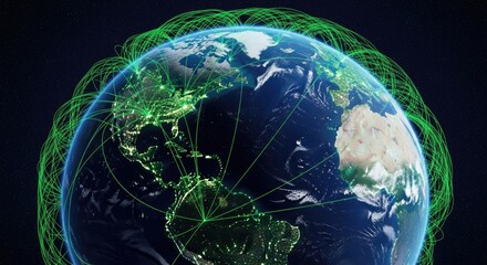 Obraz premium Global Communication Network Earth Concept