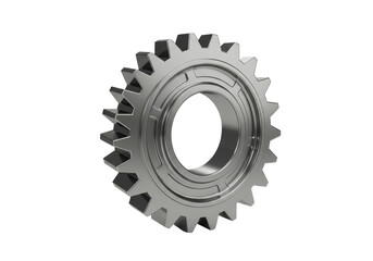 Isolated 3D Render of a Shiny Metallic Gear Wheel for Mechanical Systems