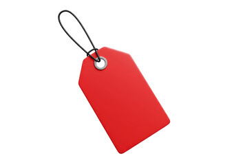 Isolated Red Price Tag with Metal Eyelet and String