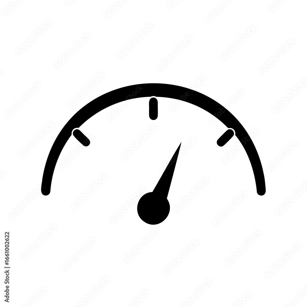 Poster black and white speedometer display with centered needle indicating a certain value
