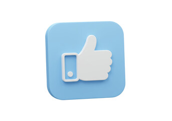 Isolated 3D Blue Social Media Like Button Icon