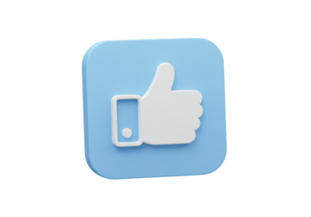 Isolated 3D Blue Social Media Like Button Icon