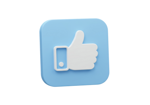 Isolated 3D Blue Social Media Like Button Icon