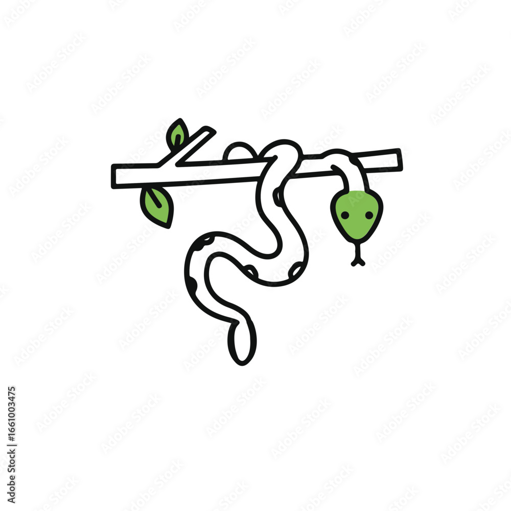 Poster A Simple and Friendly Snake Hanging on a Tree Branch 