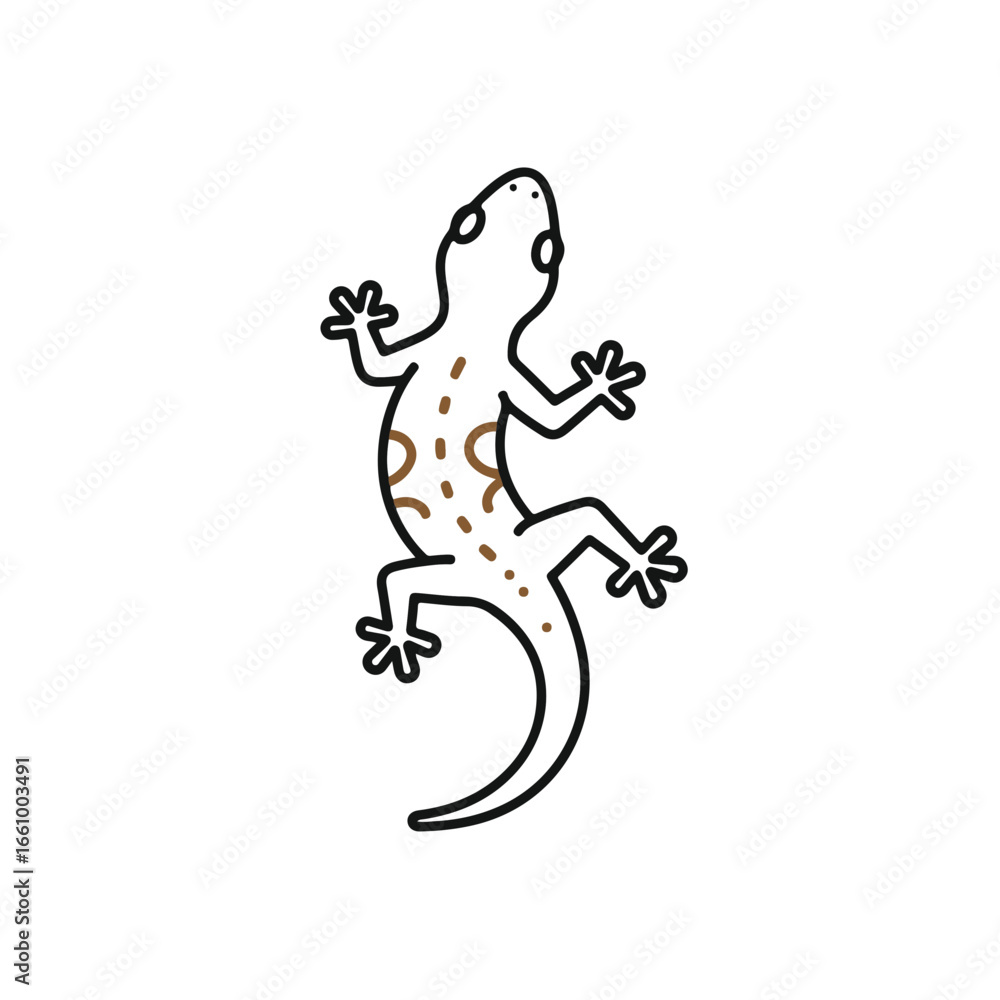 Poster Minimalist outline drawing of a reptile with textured markings and graceful movement.