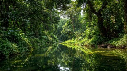 Tropical forest waterway scene
