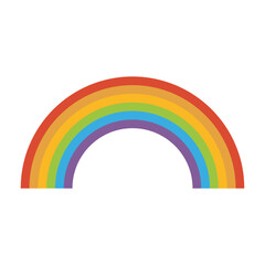 Rainbow arc shape, half circle, bright spectrum colors, colorful striped pattern. Vector illustration.