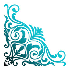 Vintage corner with black and blue gradient scroll lines for nighttime decoration