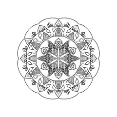 ornamental round ornament Mandala Floral Leaf Line Art, Black and White Decorative Symmetrical Design