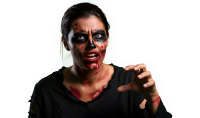 Woman with zombie makeup in Halloween costume