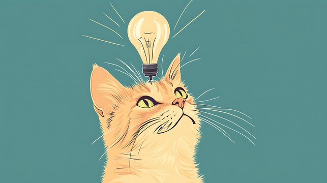 Creative cat with lightbulb