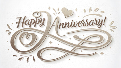 Happy Anniversary Luxury Calligraphy Typography Celebrating Text Vector Illustration