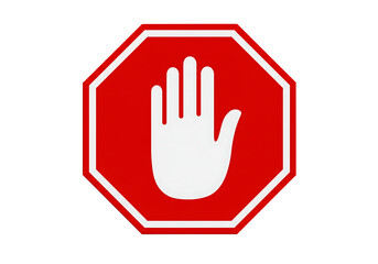 Fototapeta premium Stop hand icon red warning sign illustration