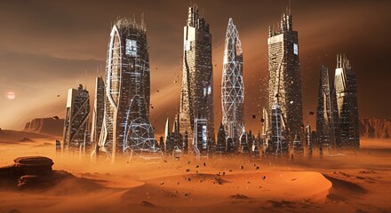 Futuristic Martian Cityscape: A Vision of Red Planet Urbanization