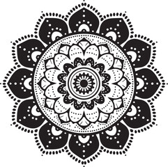 Mystical Mandala: An intricate, black-and-white mandala design radiates symmetry and spiritual depth, perfect for meditation, decoration, and artistic exploration.