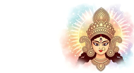 Divine Durga A Vibrant Vector Illustration of the Hindu Goddess with Traditional Ornaments and Energetic Light Bursts (223).jpg