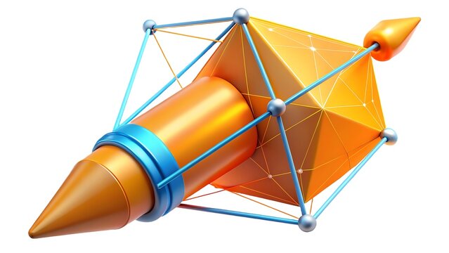 Orange pencil with geometric frame illustration