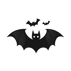 Stylized black bats in various sizes