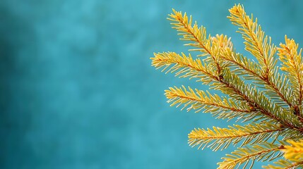 Golden Spruce Branch Backlit By Sunset In Forest.
