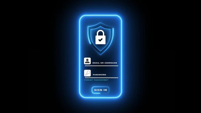 Cybersecurity, Secure Login System concept on the transparent background.  user accessing password on secure login for data privacy, identity protection. Motion graphics of secure login idea. 4k video