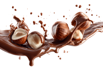 Slices of hazelnuts covered in melted chocolate with chocolate aroma rising