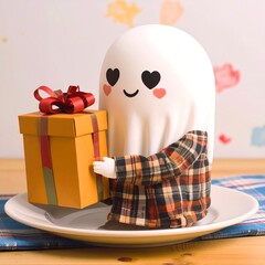 Cute ghost with gift (2)