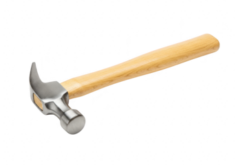 Claw hammer with wooden handle, a common hand tool for construction and diy projects, isolated on transparent background