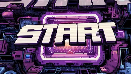 Pixelated 'START' text over complex tech - Powered by Adobe