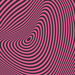 Simple wavy background. Vector abstract illustration with optical illusion, op art. Psychedelic Warped Lines Optical Illusion Texture. Abstract Geometric Background Vector Design.