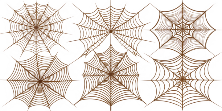 set of spider web isolated on white background, png, ai generated.