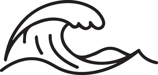 Dynamic ocean wave illustration, perfect for travel blogs, coastal designs, or nautical themes, simple line art offers versatile creative options for branding needs