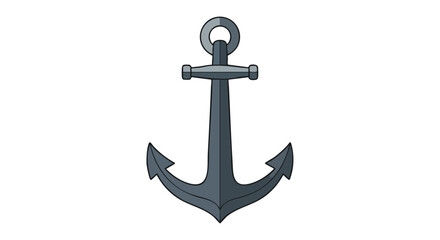 Illustrative nautical anchor symbol against a crisp white background, a maritime emblem, drawing concept and design marine life, with a vintage look