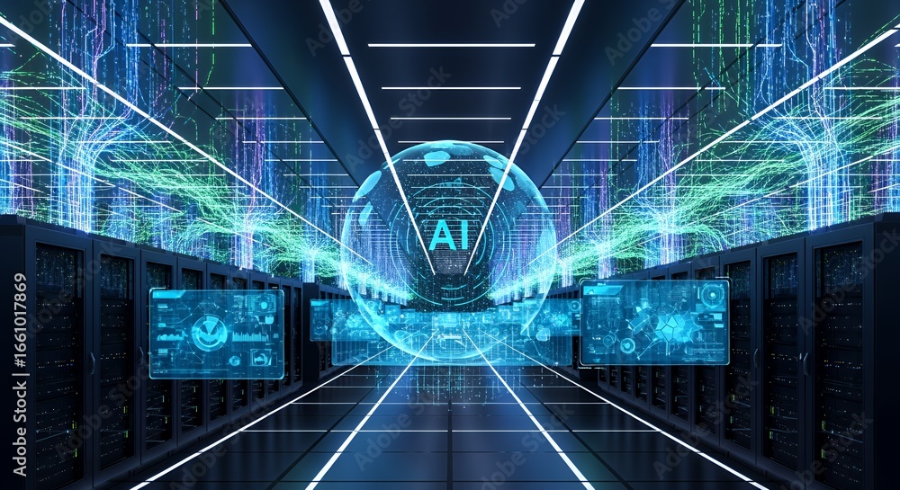 Aufkleber ai data center: global network of artificial intelligence
