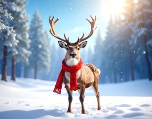 Deer in winter wonderland