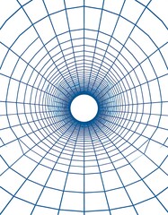 Naklejka premium Blue Grid Tunnel, Abstract Perspective